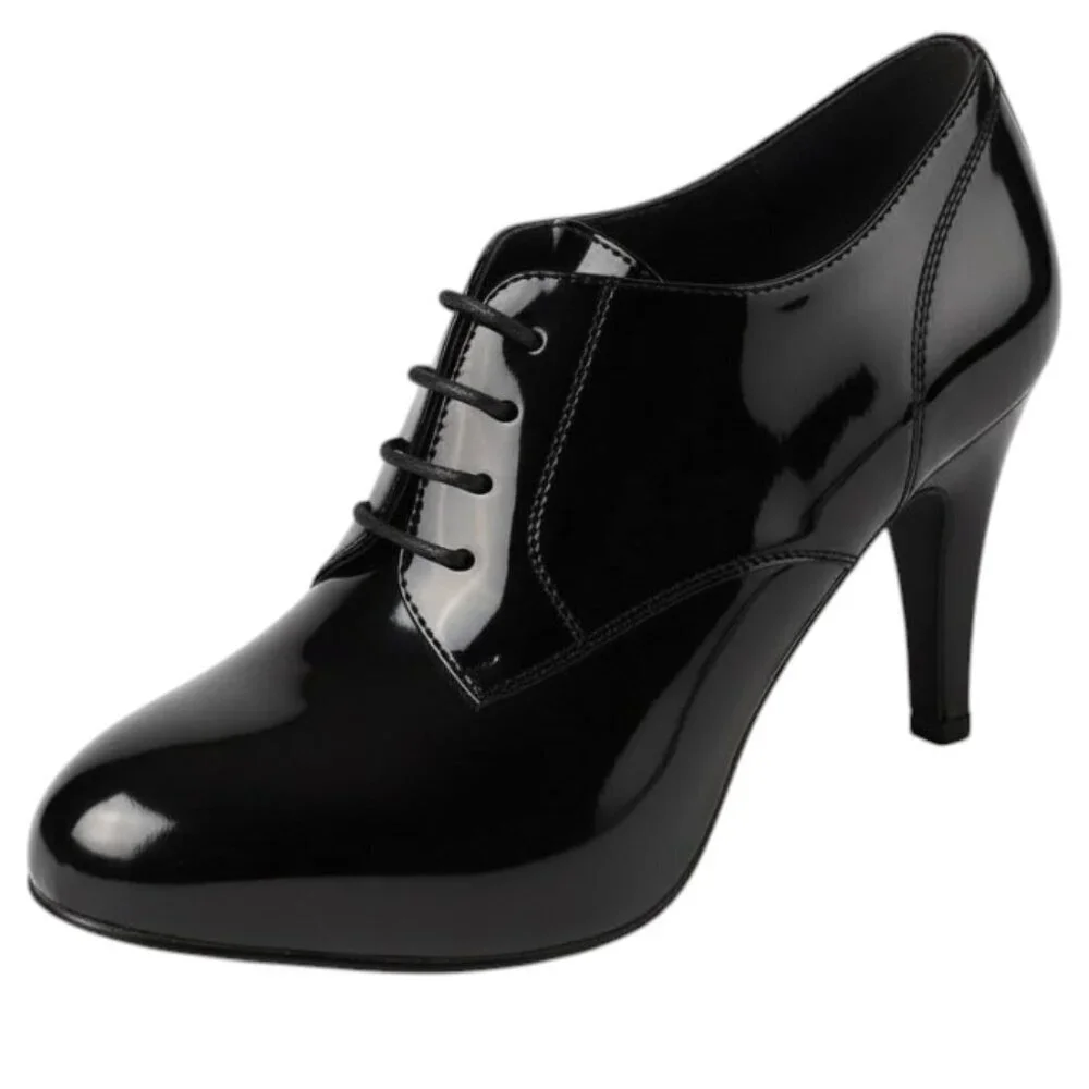 Gianvito Rossi Black Patent Leather Lace Up Pointed Toe Pumps Size 36.5
